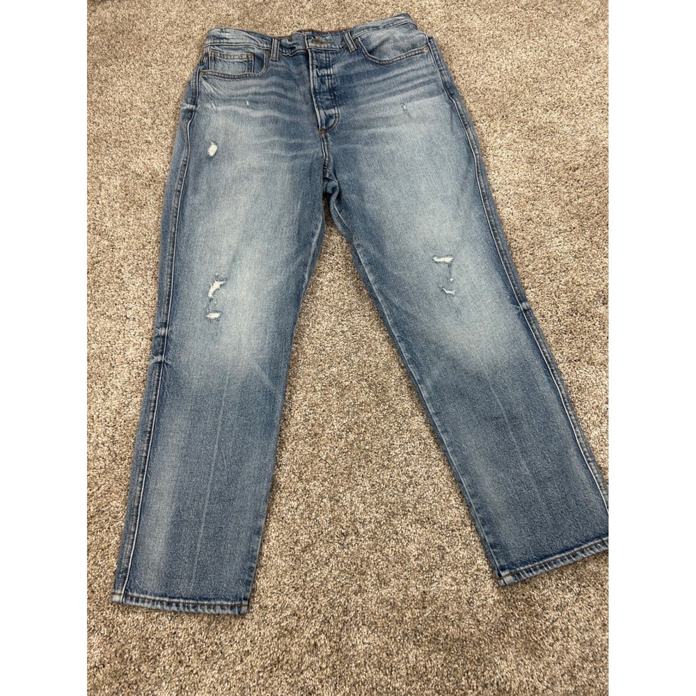 Lucky Brand Drew Mom Jean High Rise Light Wash Distressed Button Fly 12/31 #0845